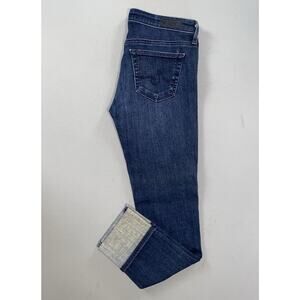 AG The Stevie Cuff Slim Straight Cuffed Lightweight Stretch Denim Jeans. 25, GUC